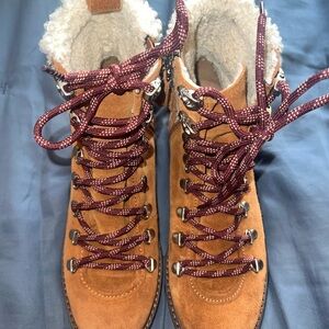 Sam Edelman Brown Winter Boots with Burgundy Laces